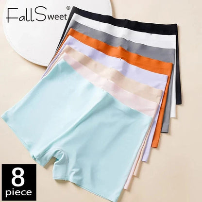 FallSweet 8PCS Anti-See-Through Ice Silk Breathable Seamless Panties for Woman Soft Breathable Underwear Sexy Female Lingerie - A-1 Thread Vault