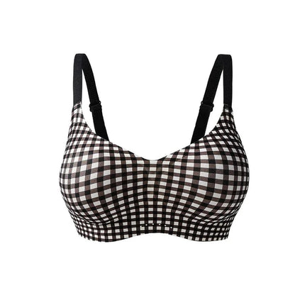 FallSweet Classical Red Plaid Push Up Bra for Women Seamless Wireless Bralette Female Invisible Brassiere Small Breasts Lingerie - A-1 Thread Vault
