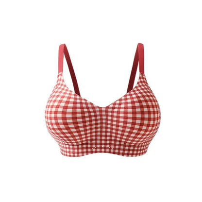 FallSweet Classical Red Plaid Push Up Bra for Women Seamless Wireless Bralette Female Invisible Brassiere Small Breasts Lingerie - A-1 Thread Vault