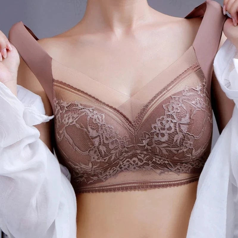 FallSweet Seamless Ice Silk Push Up Bra for Women Wireless Lace Bralette Plus Size Brassiere Summer Comfort Underwear Lingerie - A-1 Thread Vault