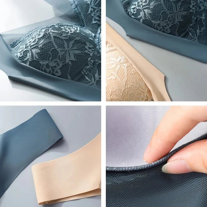 FallSweet Seamless Ice Silk Push Up Bra for Women Wireless Lace Bralette Plus Size Brassiere Summer Comfort Underwear Lingerie - A-1 Thread Vault