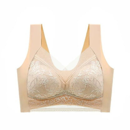 FallSweet Seamless Ice Silk Push Up Bra for Women Wireless Lace Bralette Plus Size Brassiere Summer Comfort Underwear Lingerie - A-1 Thread Vault