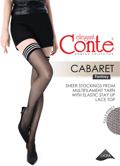 Fantasy Stockings Conte Cabaret - Openwork Elastic Band and Tulle Effect - A-1 Thread Vault