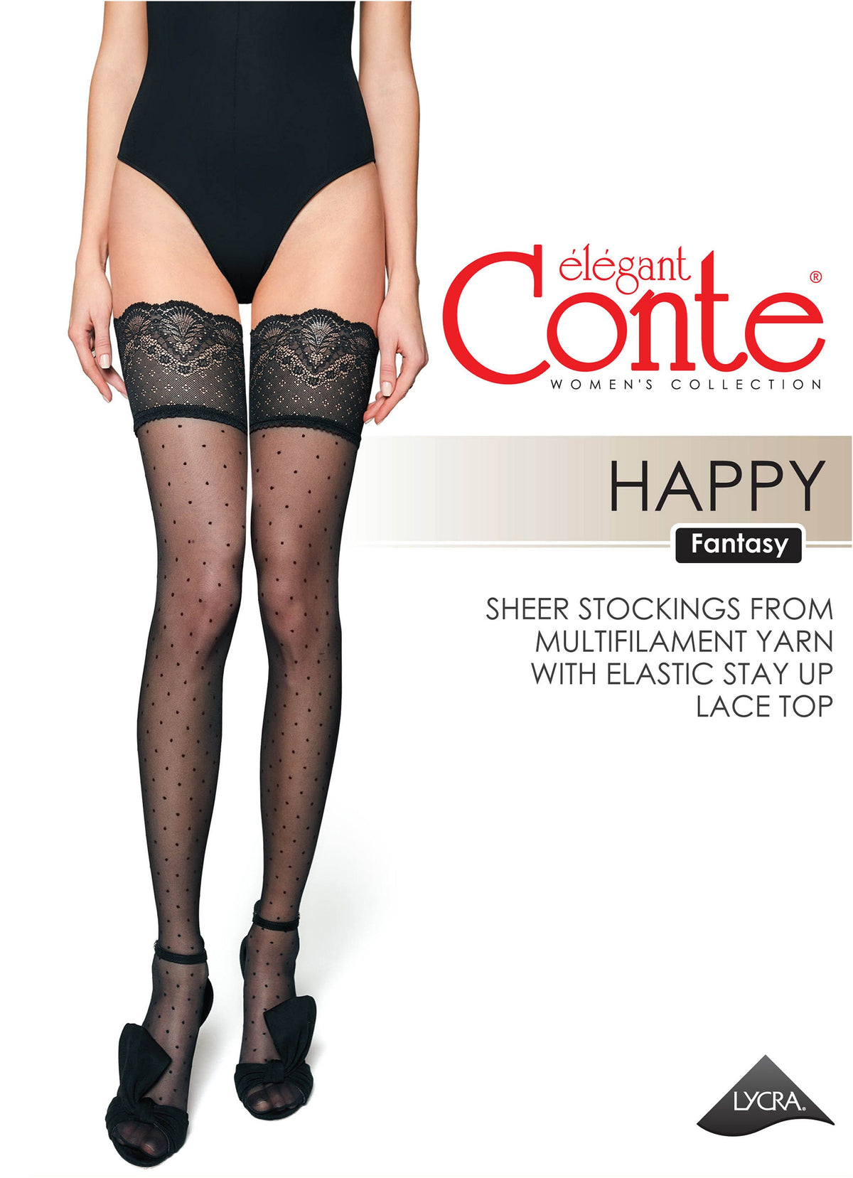 Fantasy Stockings Conte Happy - Polka Dot Silicone Lace Top - A-1 Thread Vault