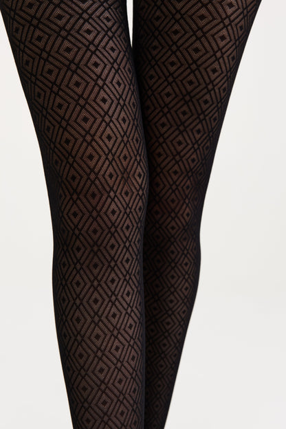 Fantasy Tights Conte Alba - Geometric Diamond Pattern - A-1 Thread Vault