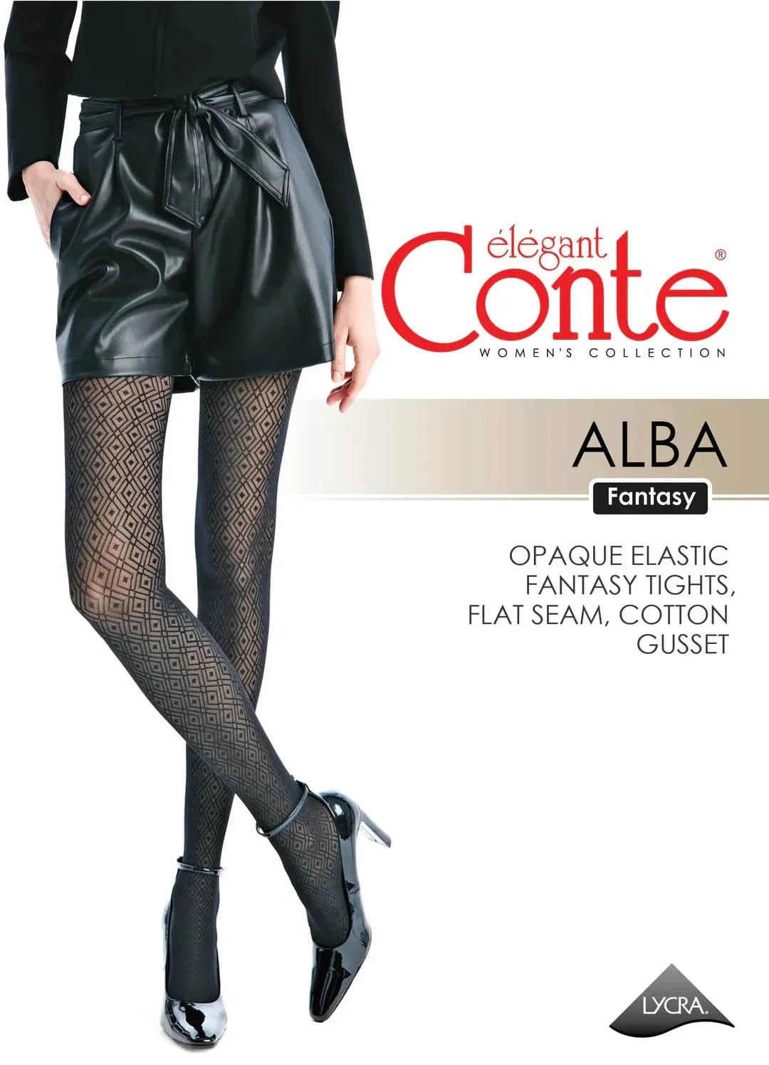 Fantasy Tights Conte Alba - Geometric Diamond Pattern - A-1 Thread Vault