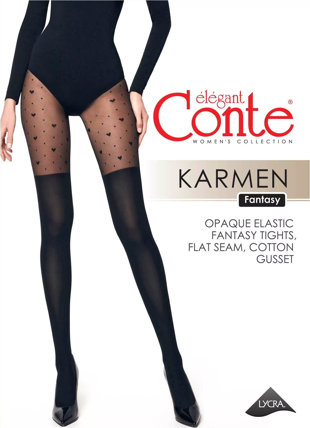 Fantasy Tights Conte Karmen - Imitation of Knee-Highs and a Hearts Pattern - A-1 Thread Vault