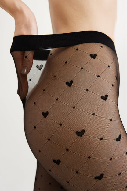 Fantasy Tights Conte Karmen - Imitation of Knee-Highs and a Hearts Pattern - A-1 Thread Vault