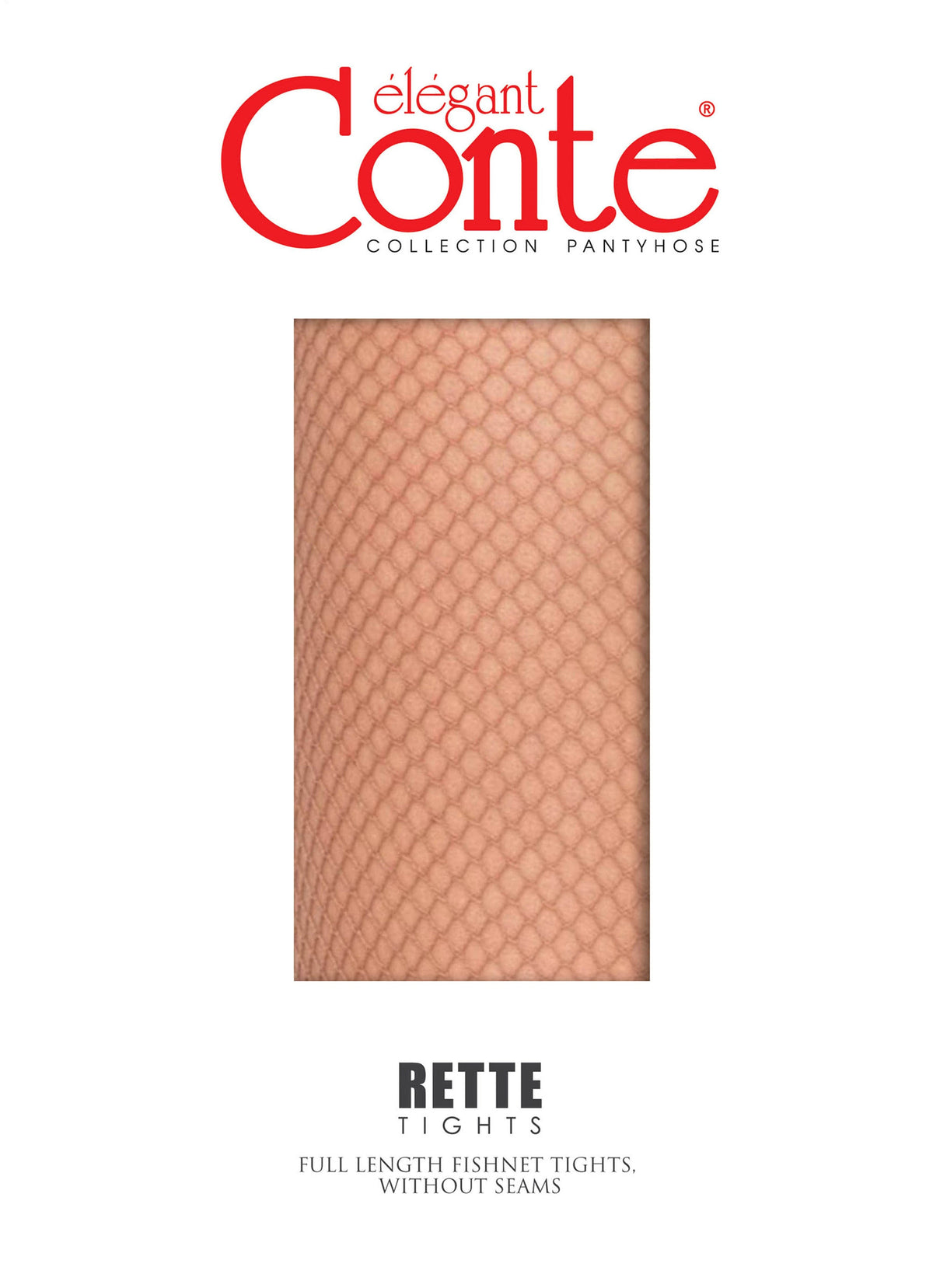 A close-up view of beige, full-length fishnet tights featuring a diamond-shaped mesh pattern.