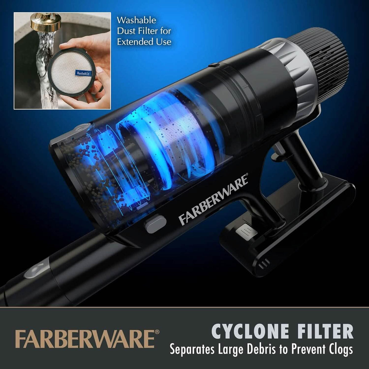 Farberware Cordless Platinum Stick Vacuum Cleaner, Smart Sensor Technology - A-1 Thread Vault