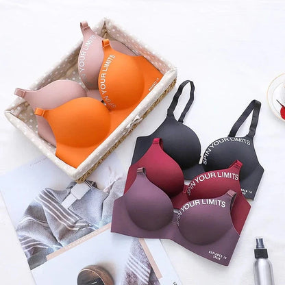 Fashion Alphabet Print Bra One-Piece Women's Underwear Without Steel Ring Gather Bralette Breathable Seamless Sleep Brassiere - A-1 Thread Vault