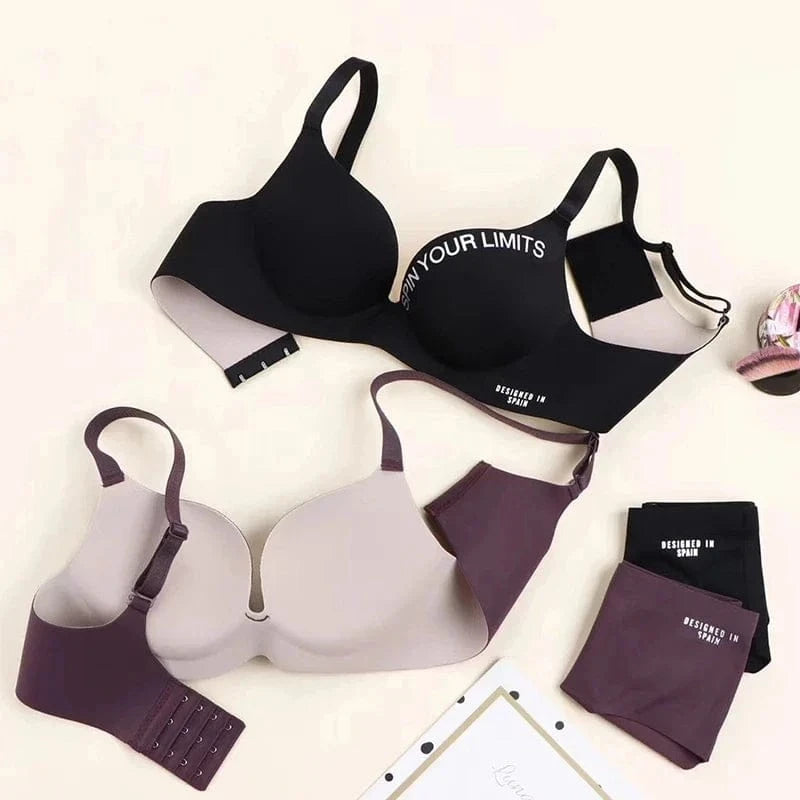 Fashion Alphabet Print Bra One-Piece Women's Underwear Without Steel Ring Gather Bralette Breathable Seamless Sleep Brassiere - A-1 Thread Vault
