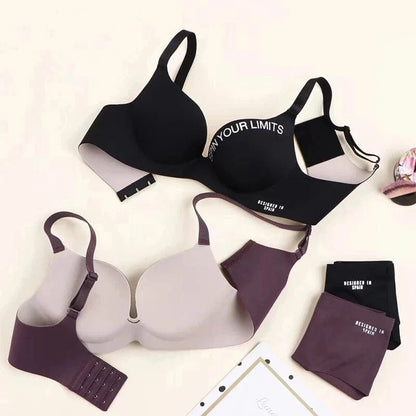 Fashion Alphabet Print Bra One-Piece Women's Underwear Without Steel Ring Gather Bralette Breathable Seamless Sleep Brassiere - A-1 Thread Vault