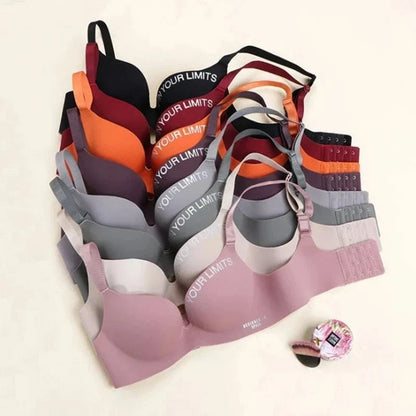Fashion Alphabet Print Bra One-Piece Women's Underwear Without Steel Ring Gather Bralette Breathable Seamless Sleep Brassiere - A-1 Thread Vault