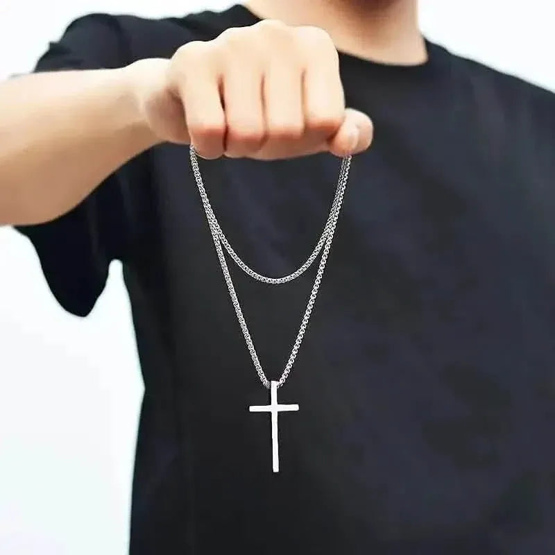 Fashion Stainless Steel Cross Pendant Unisex Necklace - A-1 Thread Vault