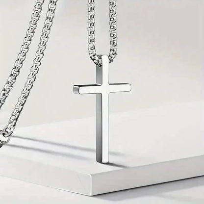 Fashion Stainless Steel Cross Pendant Unisex Necklace - A-1 Thread Vault
