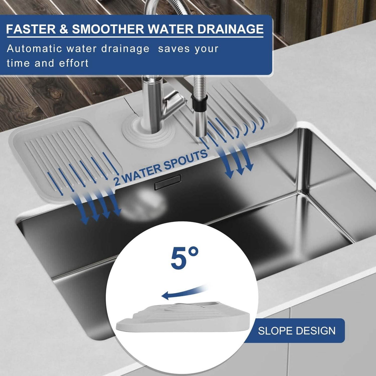 Faucet Splash Mat Sink Tray Water Drainage Pad Sponge Soap Holder - A-1 Thread Vault