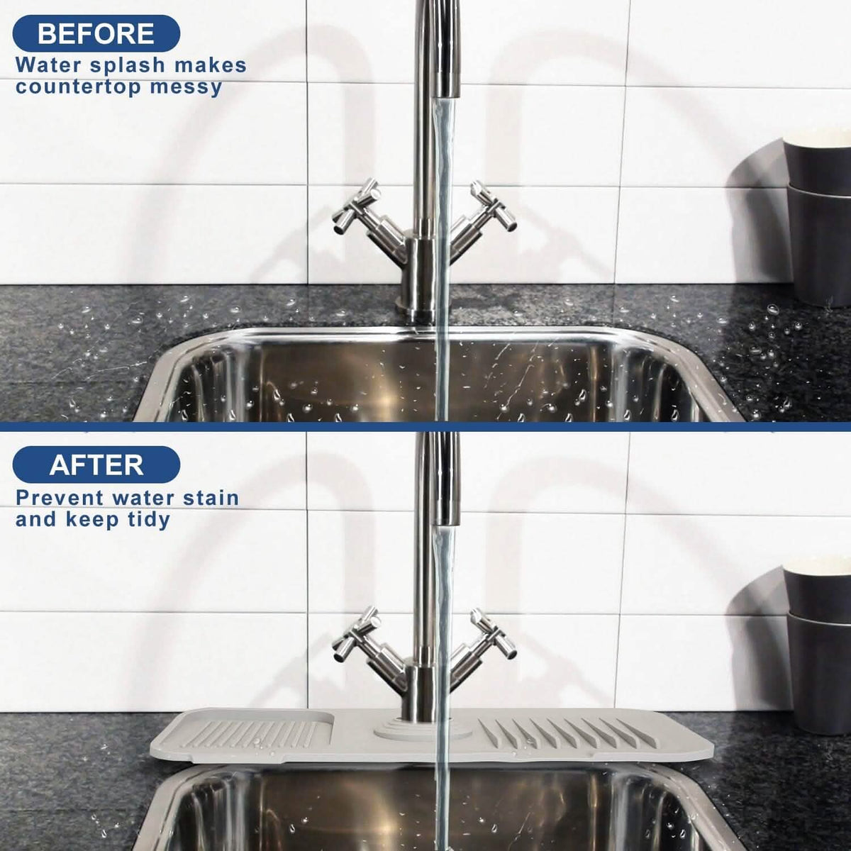 Faucet Splash Mat Sink Tray Water Drainage Pad Sponge Soap Holder - A-1 Thread Vault