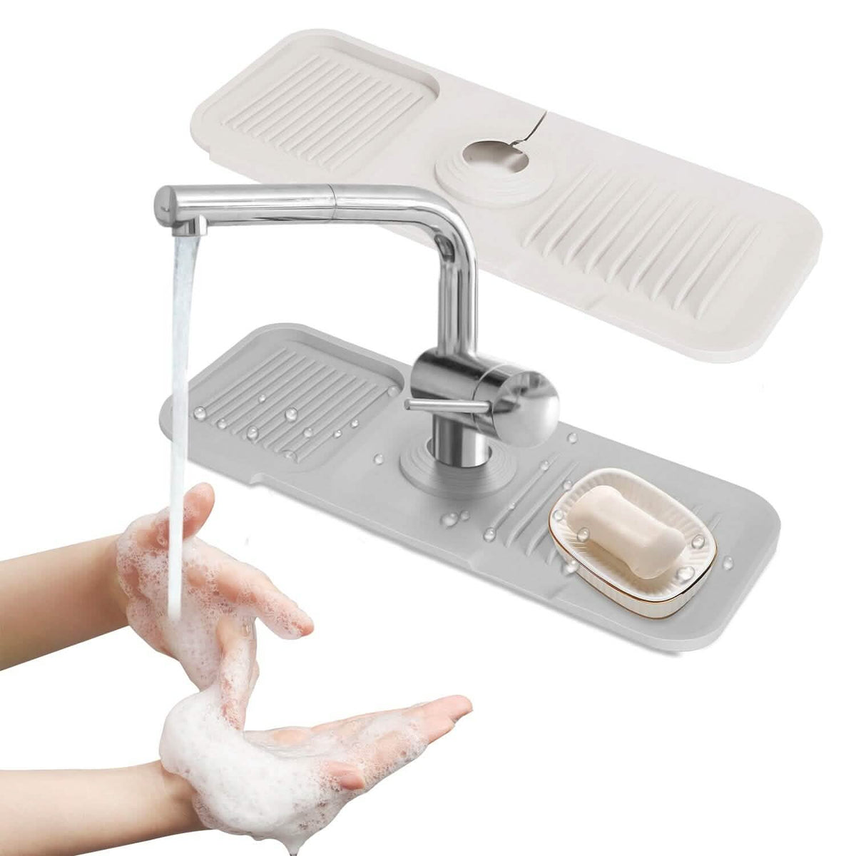 Faucet Splash Mat Sink Tray Water Drainage Pad Sponge Soap Holder - A-1 Thread Vault