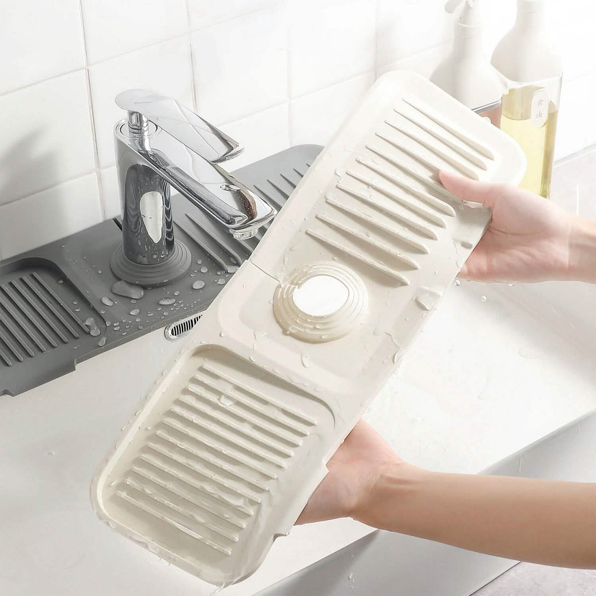 Faucet Splash Mat Sink Tray Water Drainage Pad Sponge Soap Holder - A-1 Thread Vault