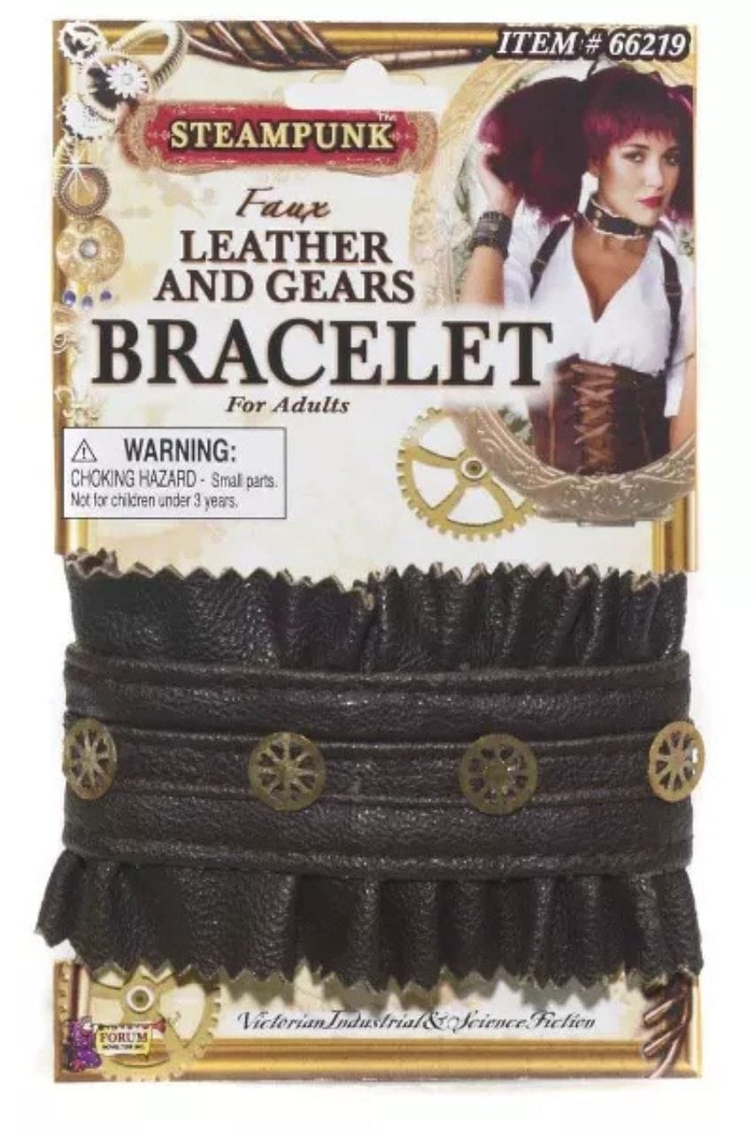 Faux Leather and Gears Brackelet Costume Accessory - A-1 Thread Vault