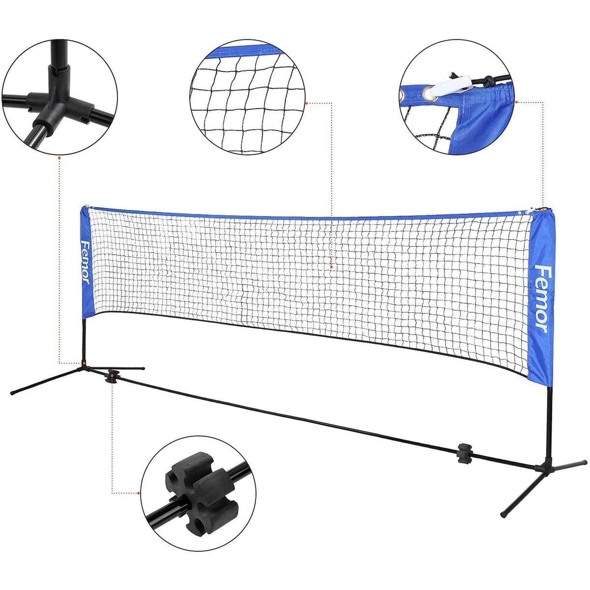 Femor FS051 10ft. Height Adjustable Volleyball Net - A-1 Thread Vault