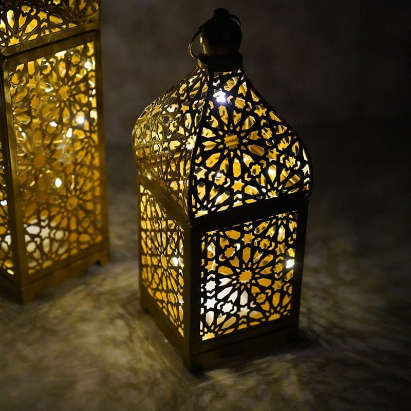 Festive Home Craft Decor Ramadan Hollow Moroccan Iron Lantern (MAC498) - A-1 Thread Vault