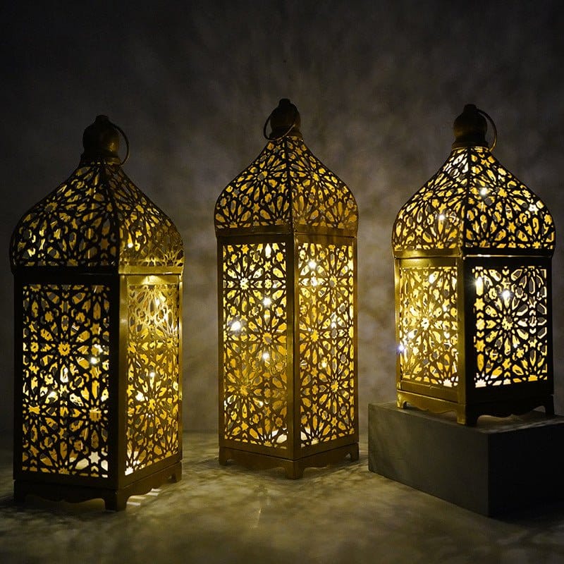Festive Home Craft Decor Ramadan Hollow Moroccan Iron Lantern (MAC498) - A-1 Thread Vault