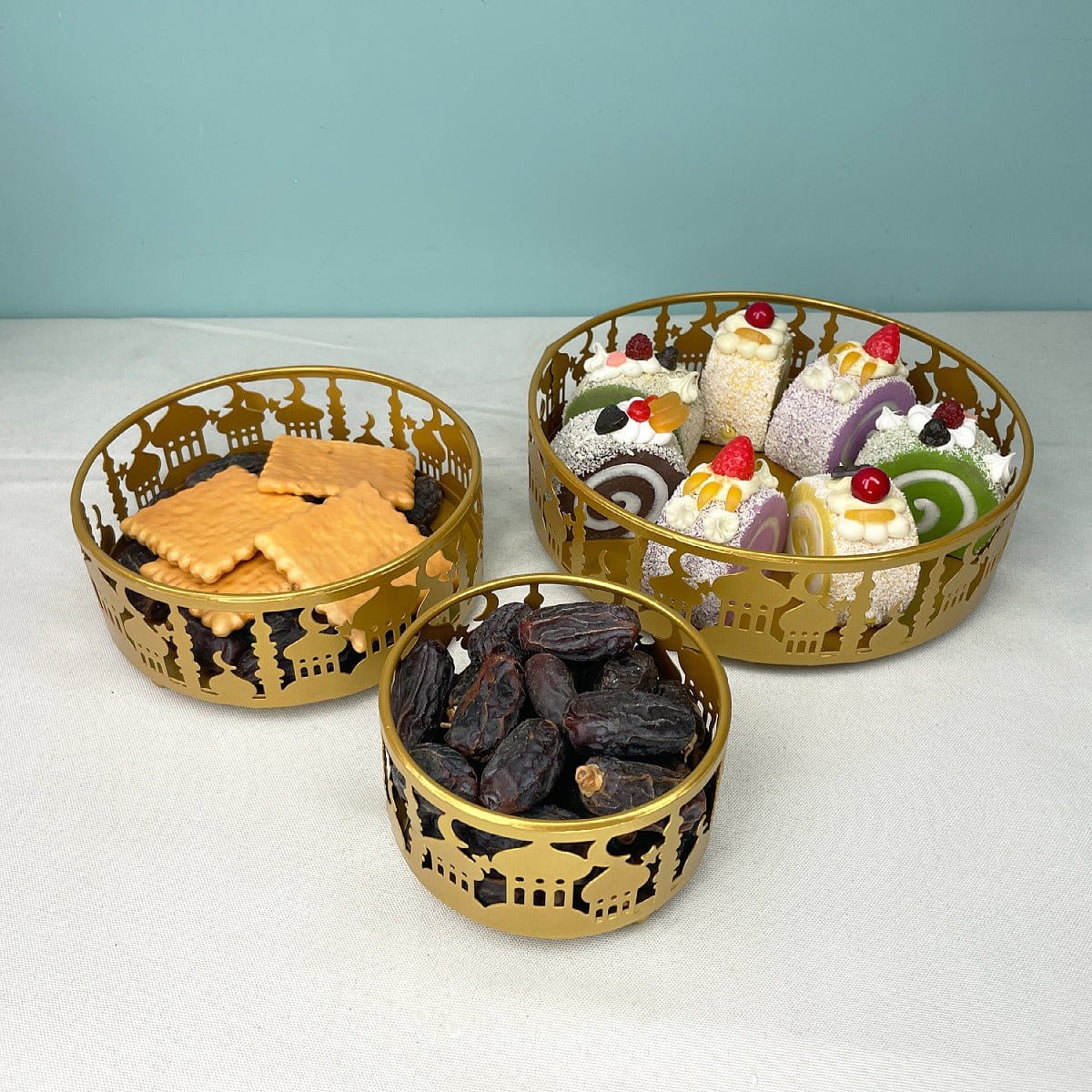 Festive Ramadan Iron Tray Candy Box 3-Piece Set (MAC382) - A-1 Thread Vault