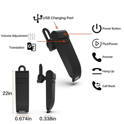 PEIKO World Language Translator Single Earbud – Real-Time Voice Translation - A-1 Thread Vault