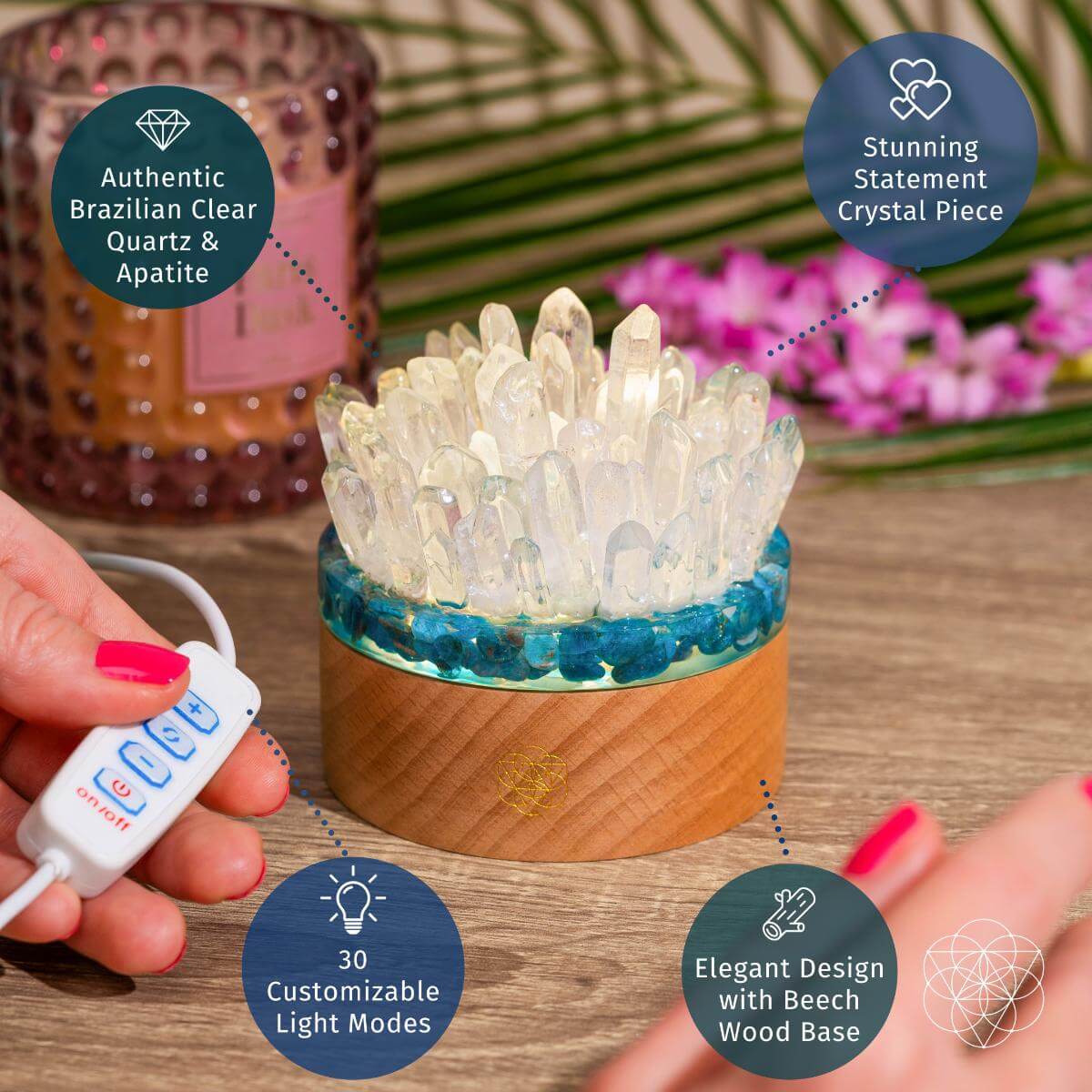Find My Voice - Quartz & Apatite Lamp of Blooming Confidence - A-1 Thread Vault