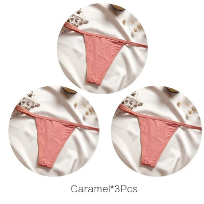 FINETOO 3Pcs/set Sexy Low-rise Thongs Women Bikini Panties T-back Underpants M-XL Female G-String Panty Ladies Thong Lingerie - A-1 Thread Vault