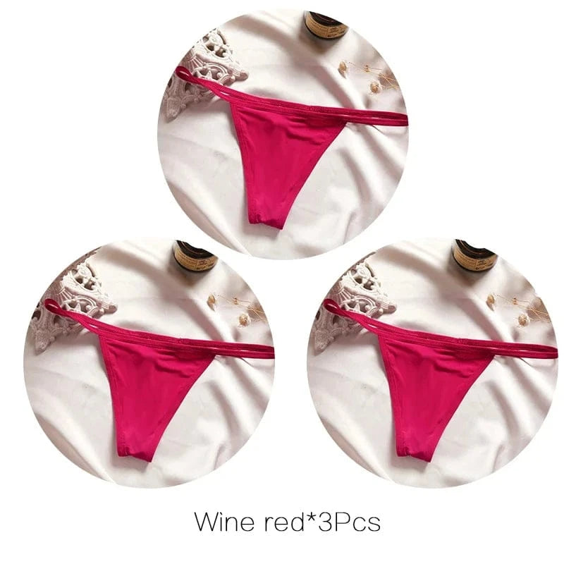 FINETOO 3Pcs/set Sexy Low-rise Thongs Women Bikini Panties T-back Underpants M-XL Female G-String Panty Ladies Thong Lingerie - A-1 Thread Vault