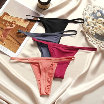 FINETOO 3Pcs/set Sexy Low-rise Thongs Women Bikini Panties T-back Underpants M-XL Female G-String Panty Ladies Thong Lingerie - A-1 Thread Vault