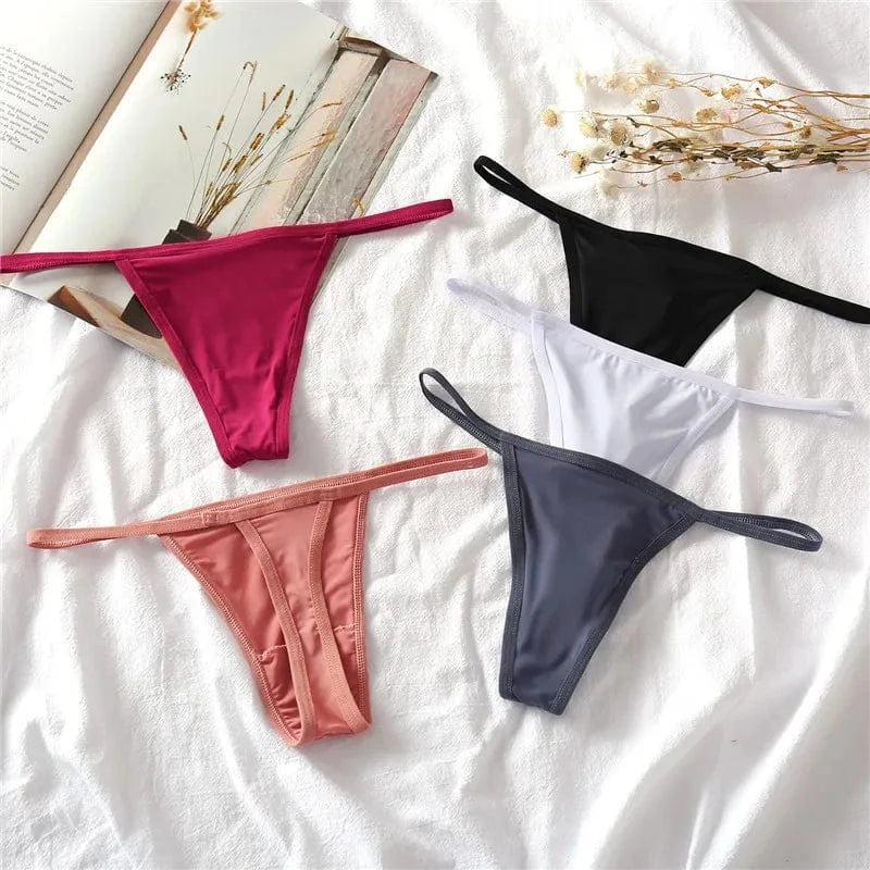 FINETOO 3Pcs/set Sexy Low-rise Thongs Women Bikini Panties T-back Underpants M-XL Female G-String Panty Ladies Thong Lingerie - A-1 Thread Vault