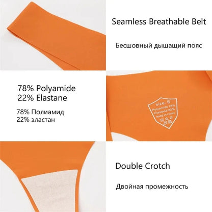 FINETOO 3PCS Women Ice Silk Seamless Underpants Panties Sexy V-Waist Sport Thongs Low Rise 10 Soild Colours Breathable G-string - A-1 Thread Vault