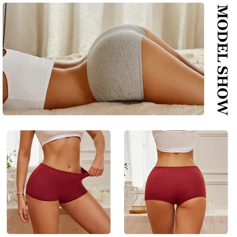 FINETOO 3PCS Women's Cotton Boyshort Panties Breathable Low Waist Solid Colors Underwear Female Casual Sports Boxers Underpants - A-1 Thread Vault