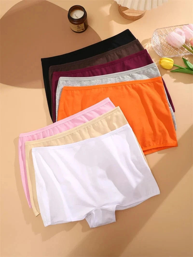 FINETOO 3PCS Women's Cotton Boyshort Panties Breathable Low Waist Solid Colors Underwear Female Casual Sports Boxers Underpants - A-1 Thread Vault