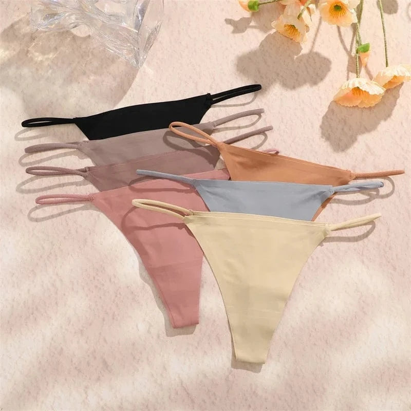 FINETOO 3PCS Women Seamless Thongs Sexy Low Waist Bikini Panties Female Traceless Underpants Ladies Solid Color T-back XS-XL - A-1 Thread Vault