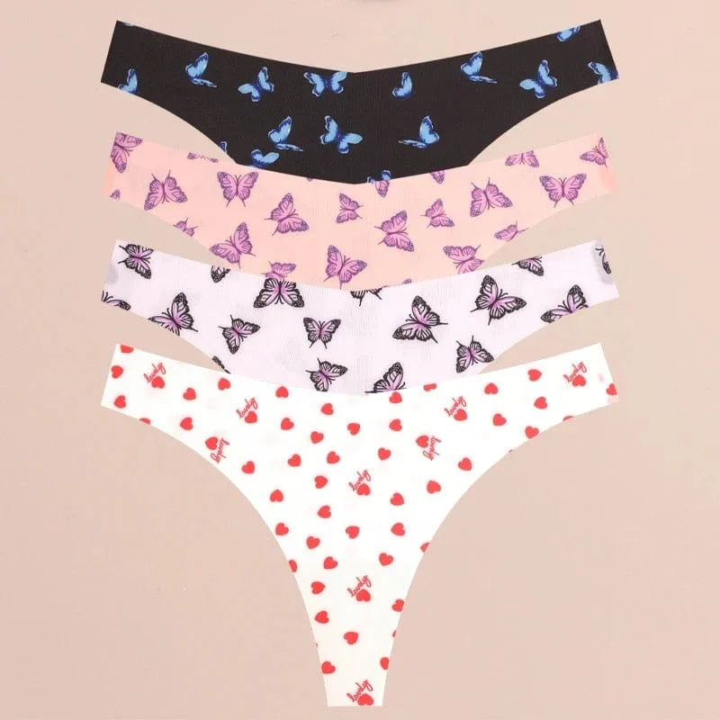FINETOO 4Pcs Ultra Soft Underwear For Women Sexy Graphic Print Seamless Thongs Female Stretch Leopard G Strings Comfort Lingerie - A-1 Thread Vault