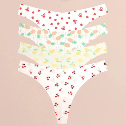 FINETOO 4Pcs Ultra Soft Underwear For Women Sexy Graphic Print Seamless Thongs Female Stretch Leopard G Strings Comfort Lingerie - A-1 Thread Vault