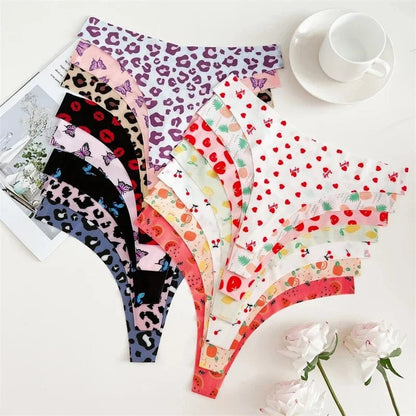 FINETOO 4Pcs Ultra Soft Underwear For Women Sexy Graphic Print Seamless Thongs Female Stretch Leopard G Strings Comfort Lingerie - A-1 Thread Vault