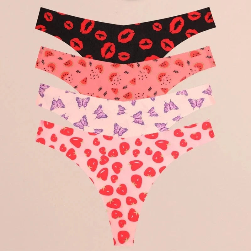 FINETOO 4Pcs Ultra Soft Underwear For Women Sexy Graphic Print Seamless Thongs Female Stretch Leopard G Strings Comfort Lingerie - A-1 Thread Vault
