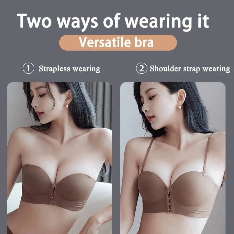 FINETOO Front Closure Sexy Push Up Bra Women Invisible Bras Underwear Lingerie For Female Brassiere Strapless Seamless Bralette - A-1 Thread Vault