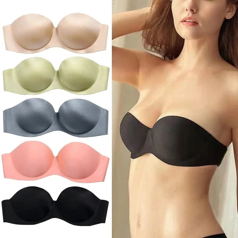 FINETOO Front Closure Sexy Push Up Bra Women Invisible Bras Underwear Lingerie For Female Brassiere Strapless Seamless Bralette - A-1 Thread Vault