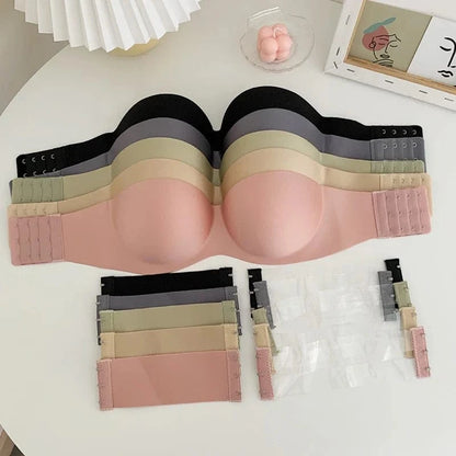FINETOO Front Closure Sexy Push Up Bra Women Invisible Bras Underwear Lingerie For Female Brassiere Strapless Seamless Bralette - A-1 Thread Vault