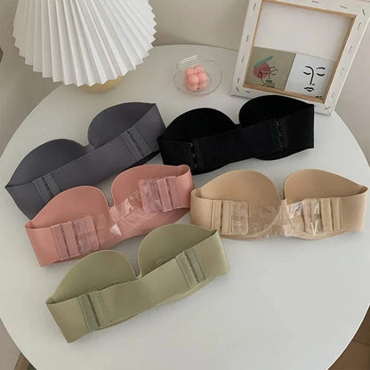 FINETOO Front Closure Sexy Push Up Bra Women Invisible Bras Underwear Lingerie For Female Brassiere Strapless Seamless Bralette - A-1 Thread Vault