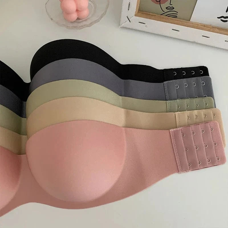 FINETOO Front Closure Sexy Push Up Bra Women Invisible Bras Underwear Lingerie For Female Brassiere Strapless Seamless Bralette - A-1 Thread Vault