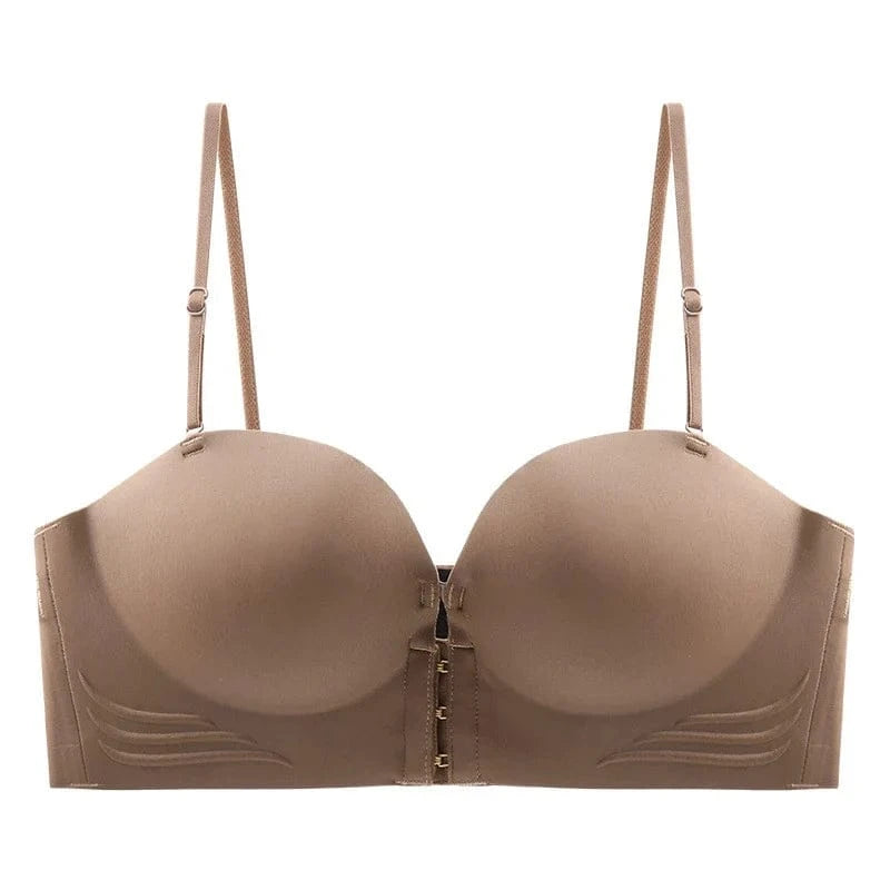 FINETOO Front Closure Sexy Push Up Bra Women Invisible Bras Underwear Lingerie For Female Brassiere Strapless Seamless Bralette - A-1 Thread Vault