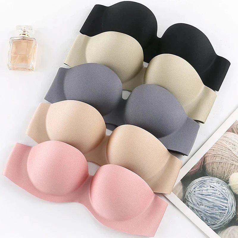 FINETOO Front Closure Sexy Push Up Bra Women Invisible Bras Underwear Lingerie For Female Brassiere Strapless Seamless Bralette - A-1 Thread Vault